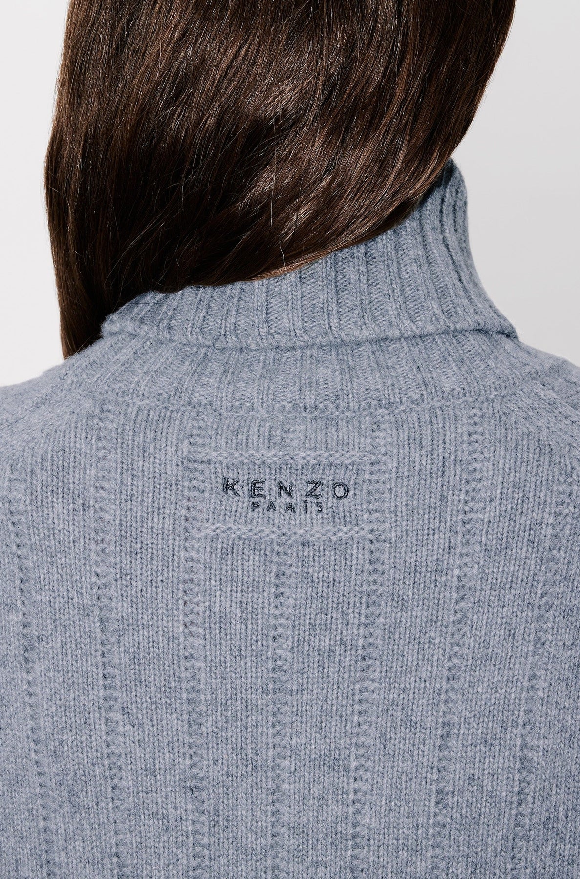 Ribbed and embroidered oversized jumper in wool - Middle Grey