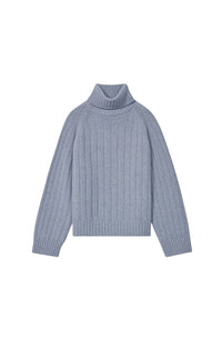 Ribbed and embroidered oversized jumper in wool - Middle Grey