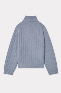 Ribbed and embroidered oversized jumper in wool - Middle Grey