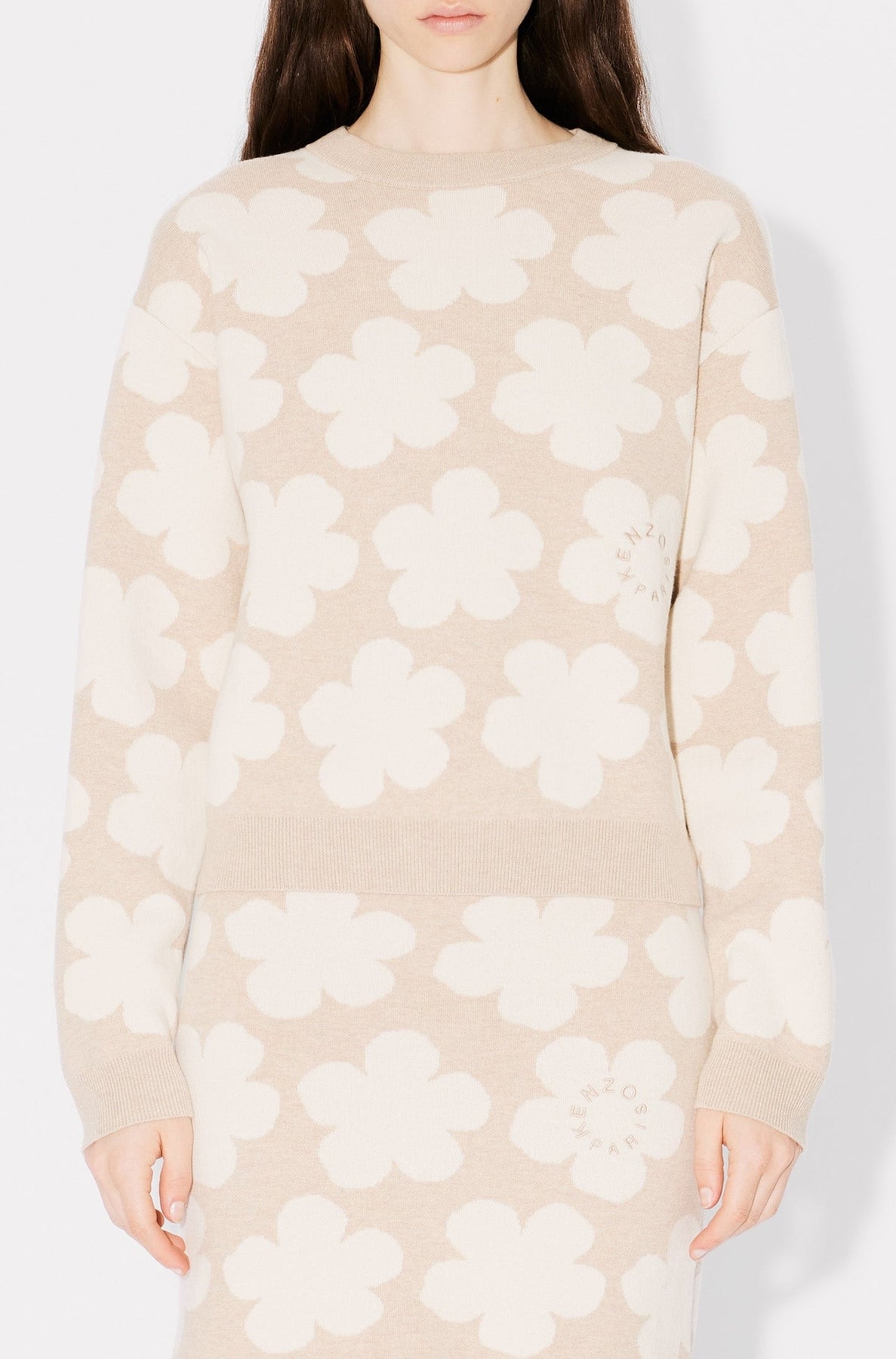 Hana Dots embroidered jumper in wool - Beige