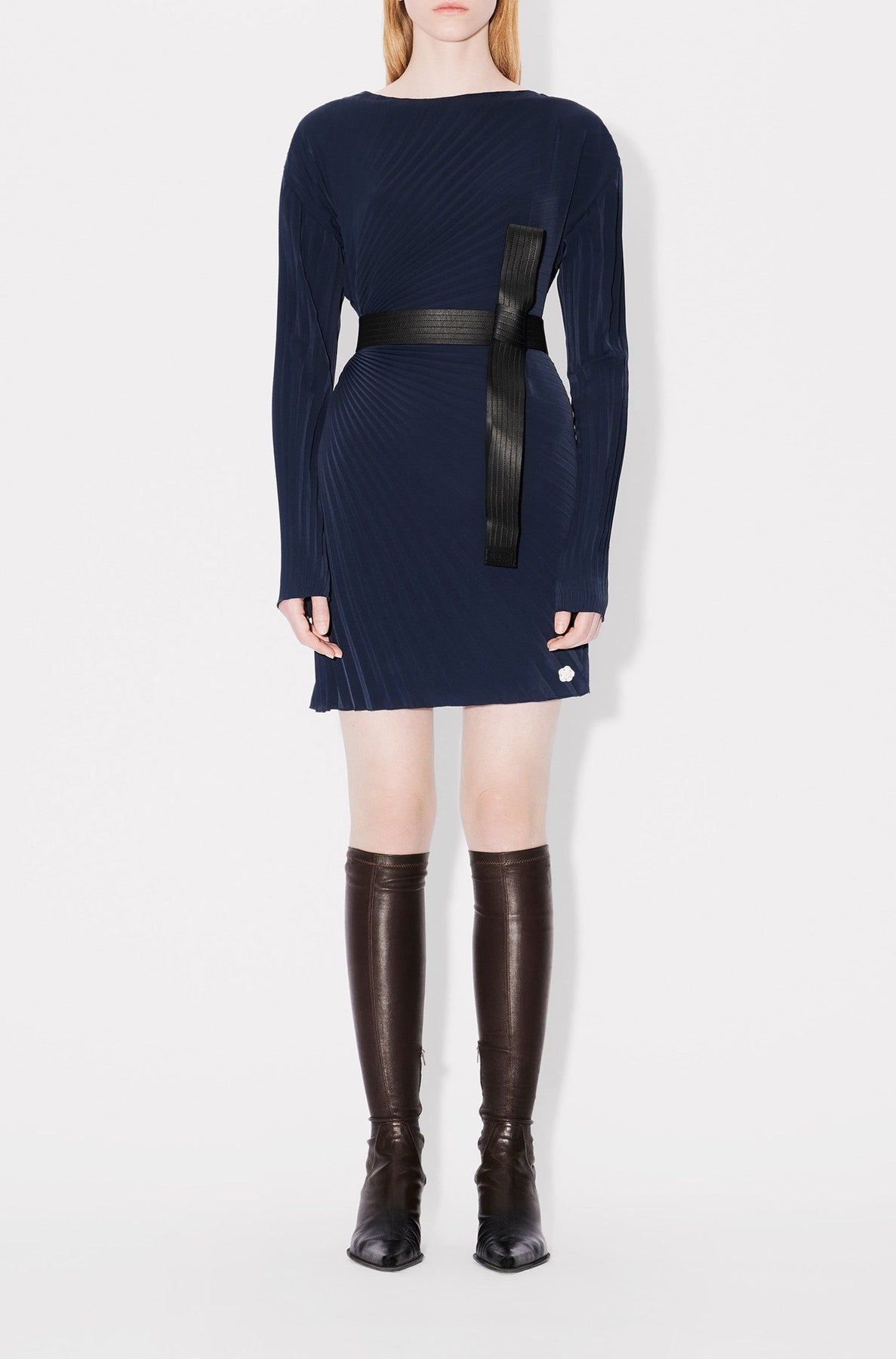 Robe courte en plissé soleil - Blue Black