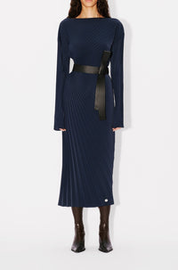 Robe longue en plissé soleil - Blue Black