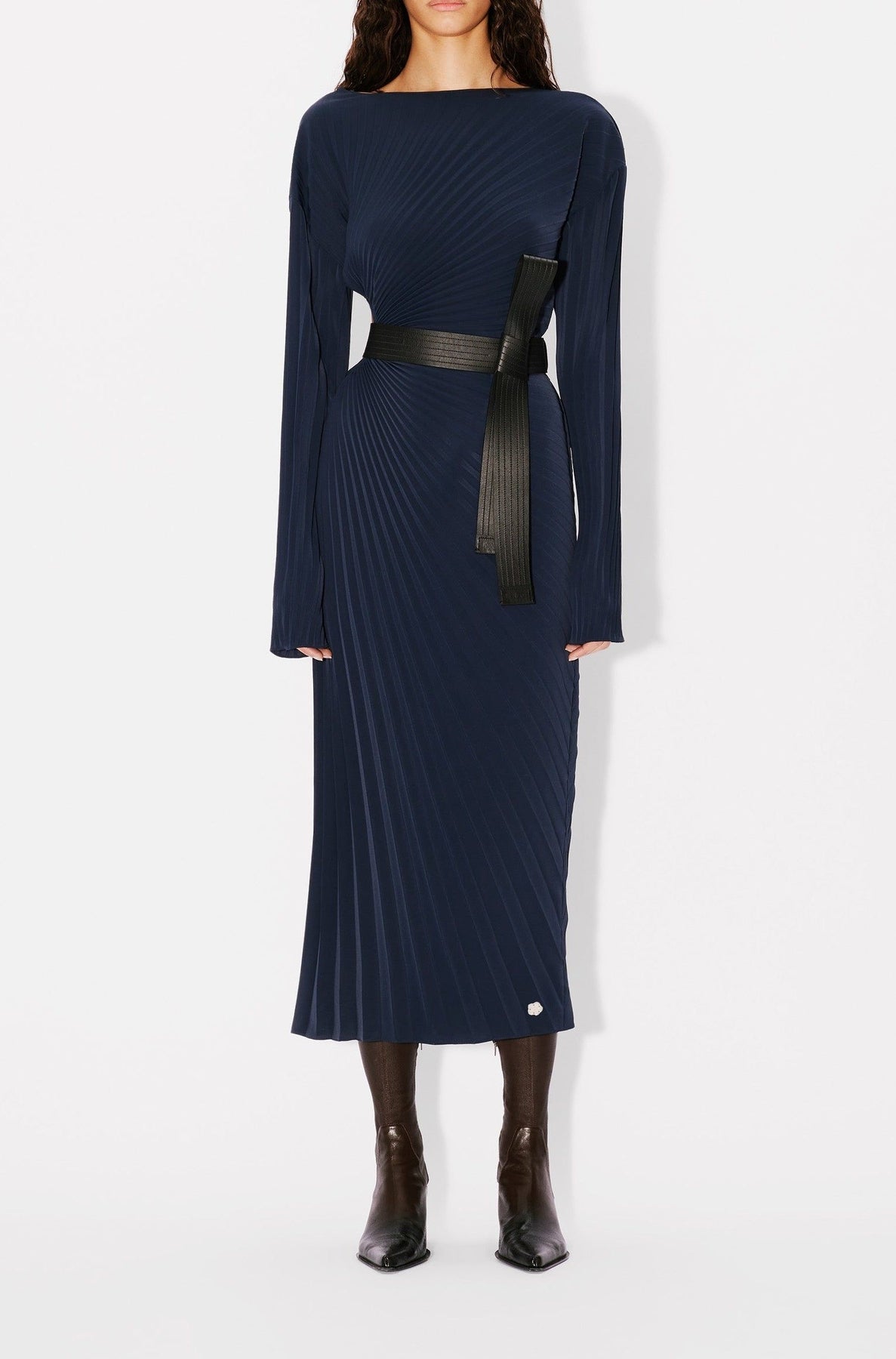 Robe longue en plissé soleil - Blue Black