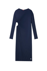 Robe longue en plissé soleil - Blue Black