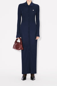 Robe cardigan longue côtelée - Blue Black