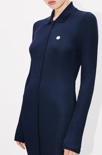 Robe cardigan longue côtelée - Blue Black