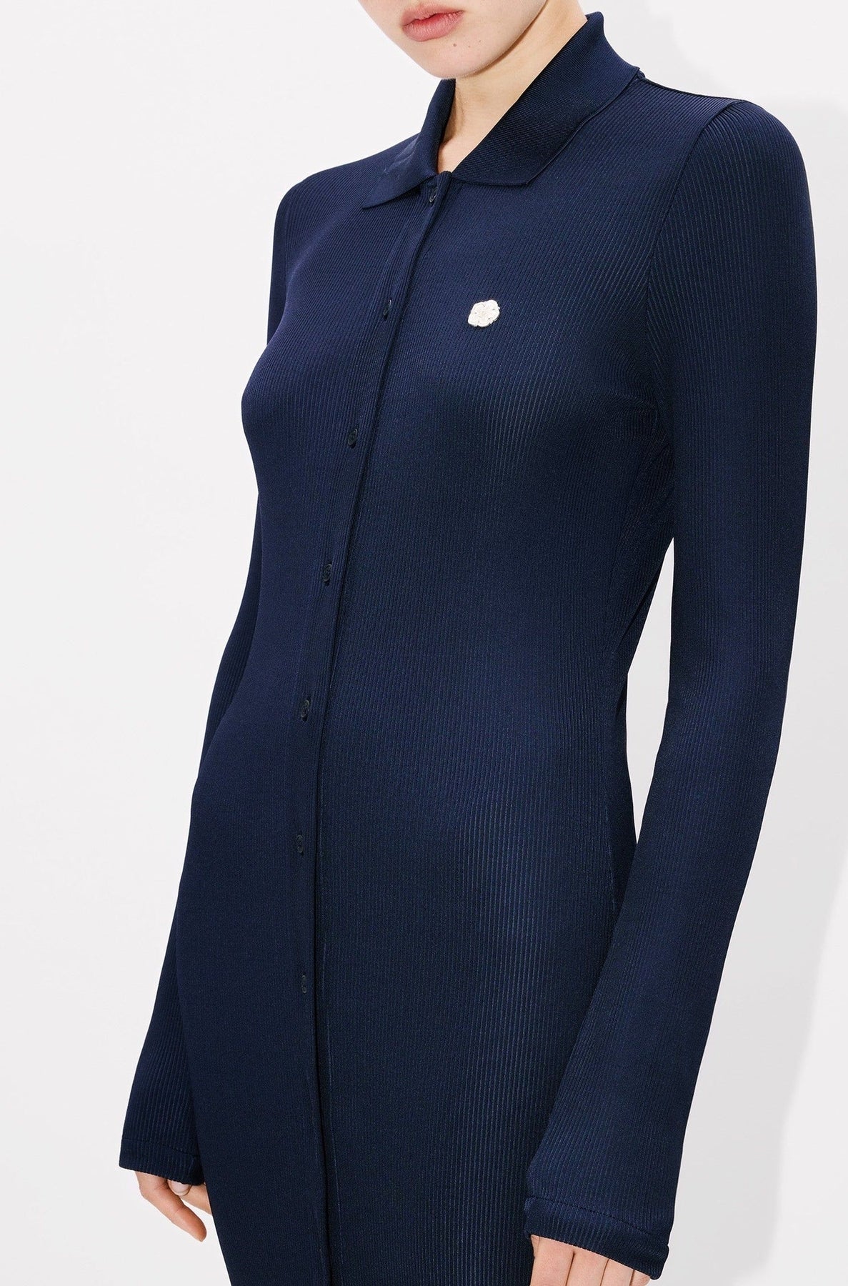 Robe cardigan longue côtelée - Blue Black
