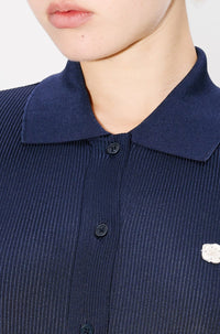 Robe cardigan longue côtelée - Blue Black