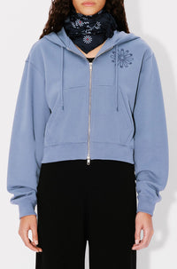 Kenzo Marguerite embroidered short hooded sweatshirt - Blue