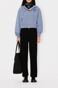 Kenzo Marguerite embroidered short hooded sweatshirt - Blue