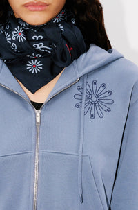 Kenzo Marguerite embroidered short hooded sweatshirt - Blue