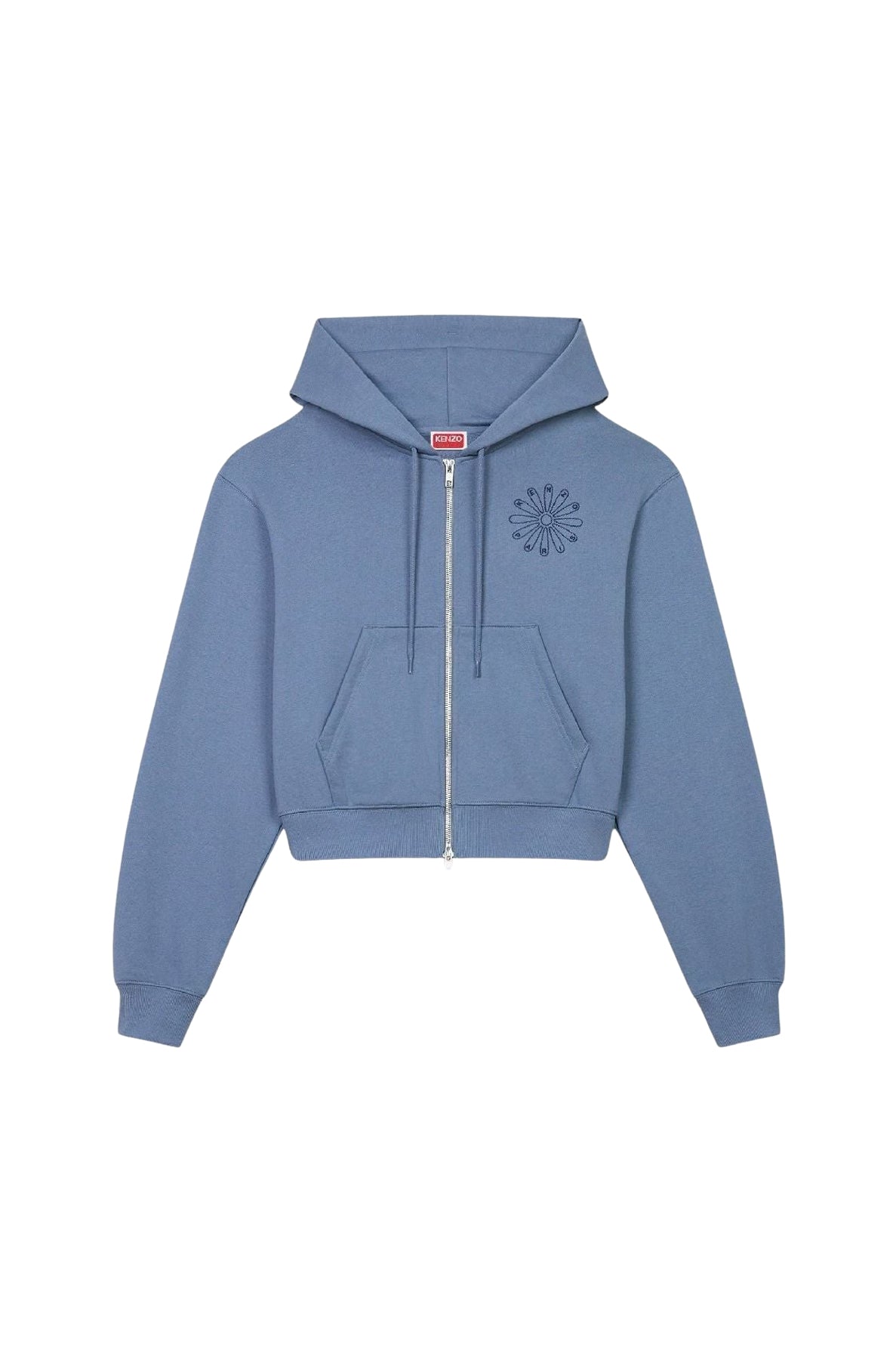 Kenzo Marguerite embroidered short hooded sweatshirt - Blue