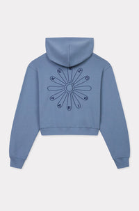 Kenzo Marguerite embroidered short hooded sweatshirt - Blue