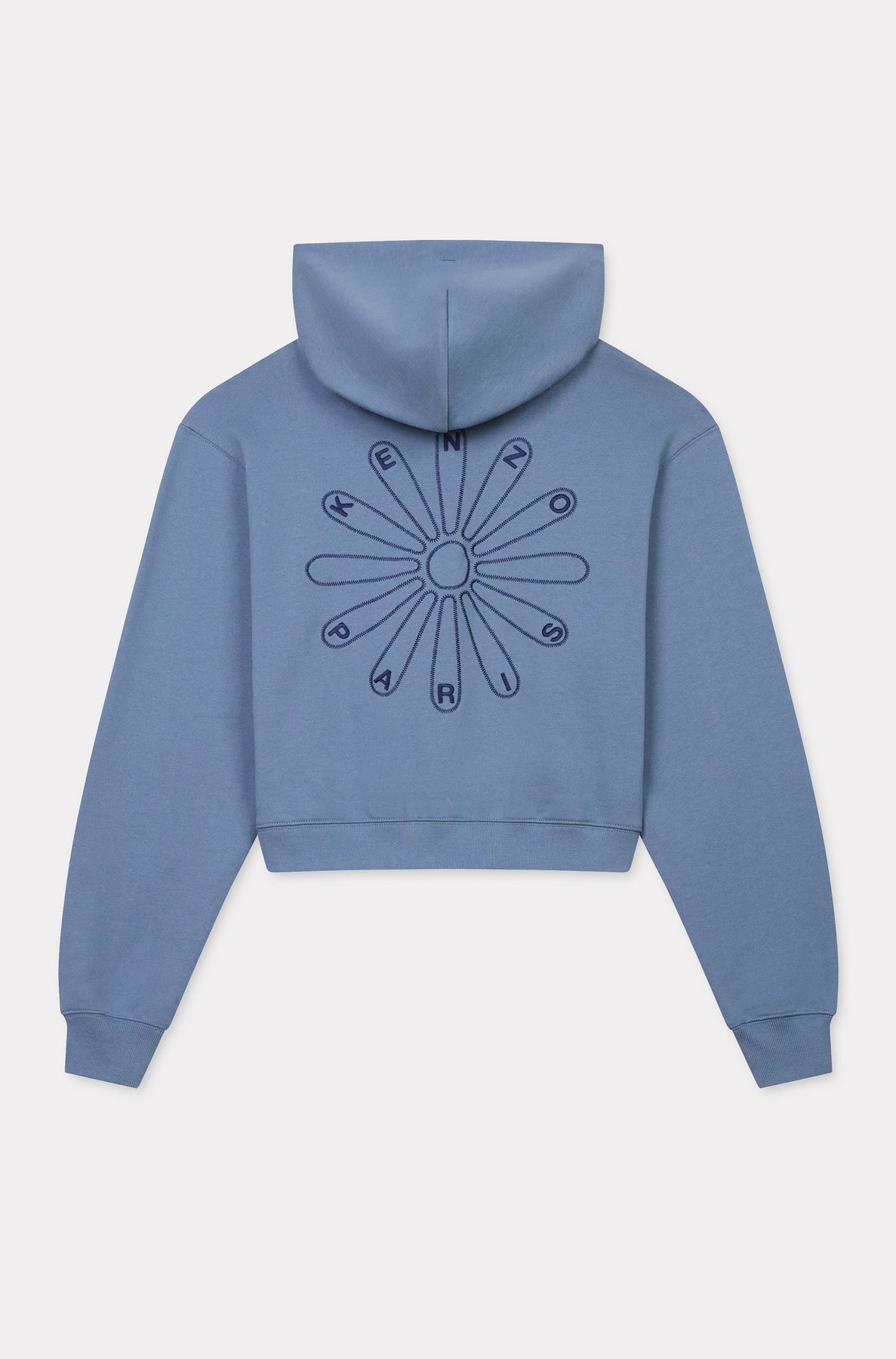 Kenzo Marguerite embroidered short hooded sweatshirt - Blue