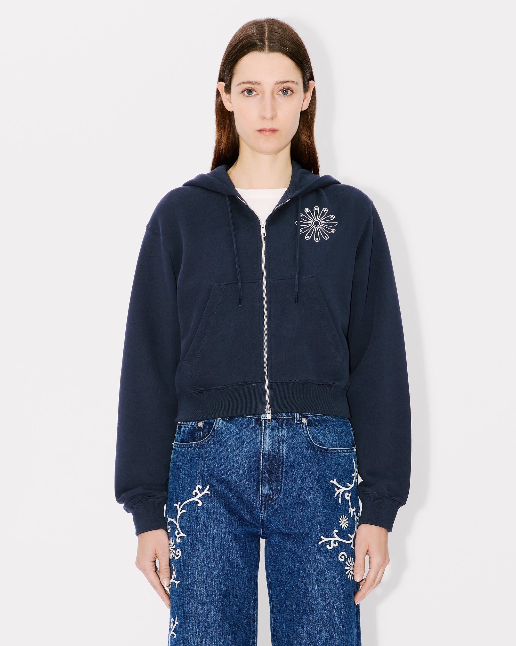 Gots Marguerite Emb Crop Zip H