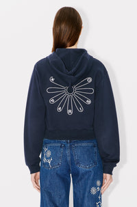 Kenzo Marguerite embroidered short hooded sweatshirt - Blue Black
