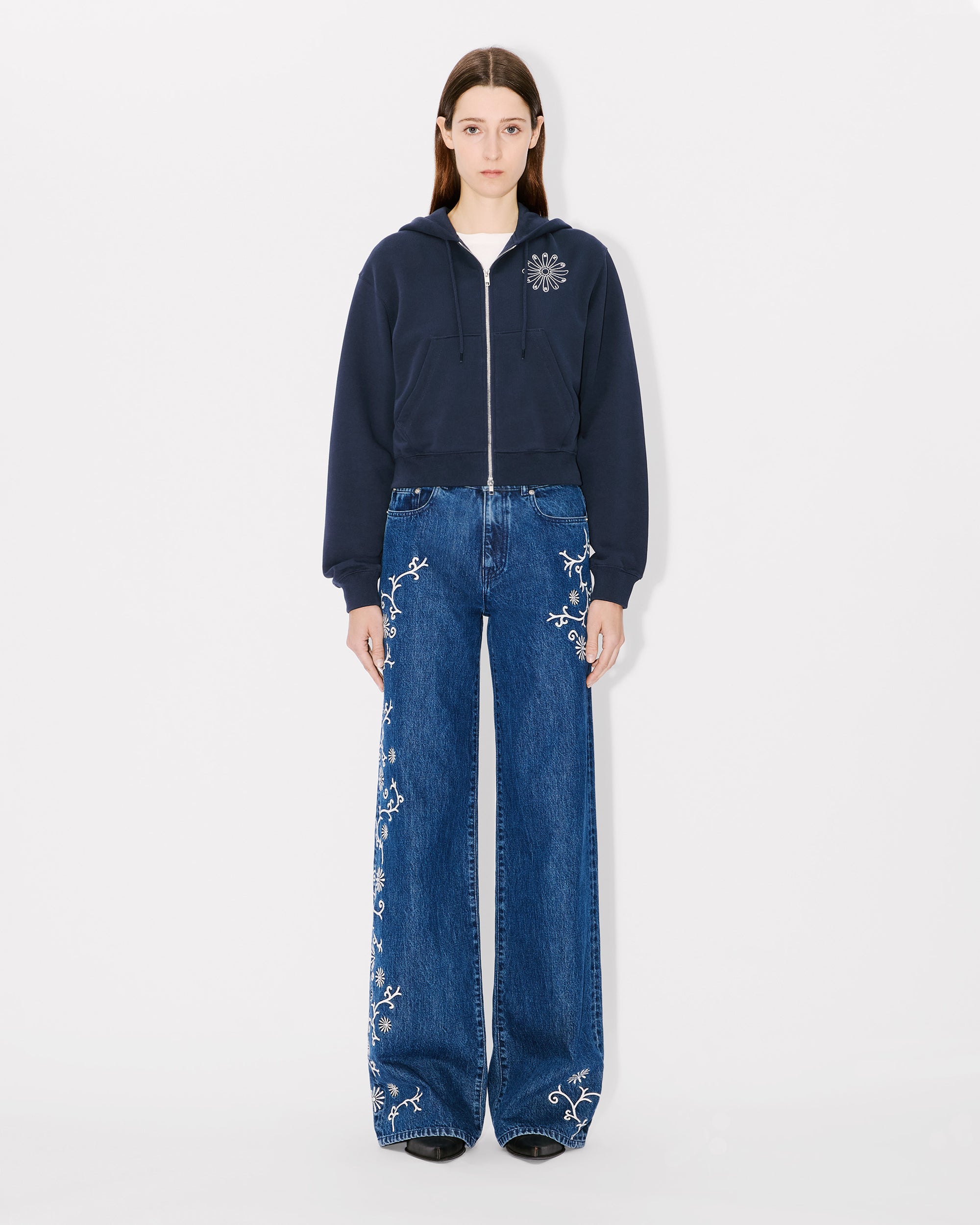 Gots Marguerite Emb Crop Zip H