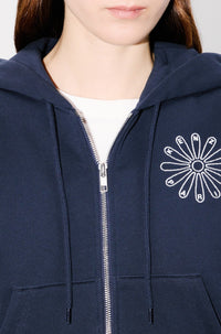 Kenzo Marguerite embroidered short hooded sweatshirt - Blue Black