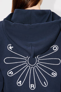 Kenzo Marguerite embroidered short hooded sweatshirt - Blue Black