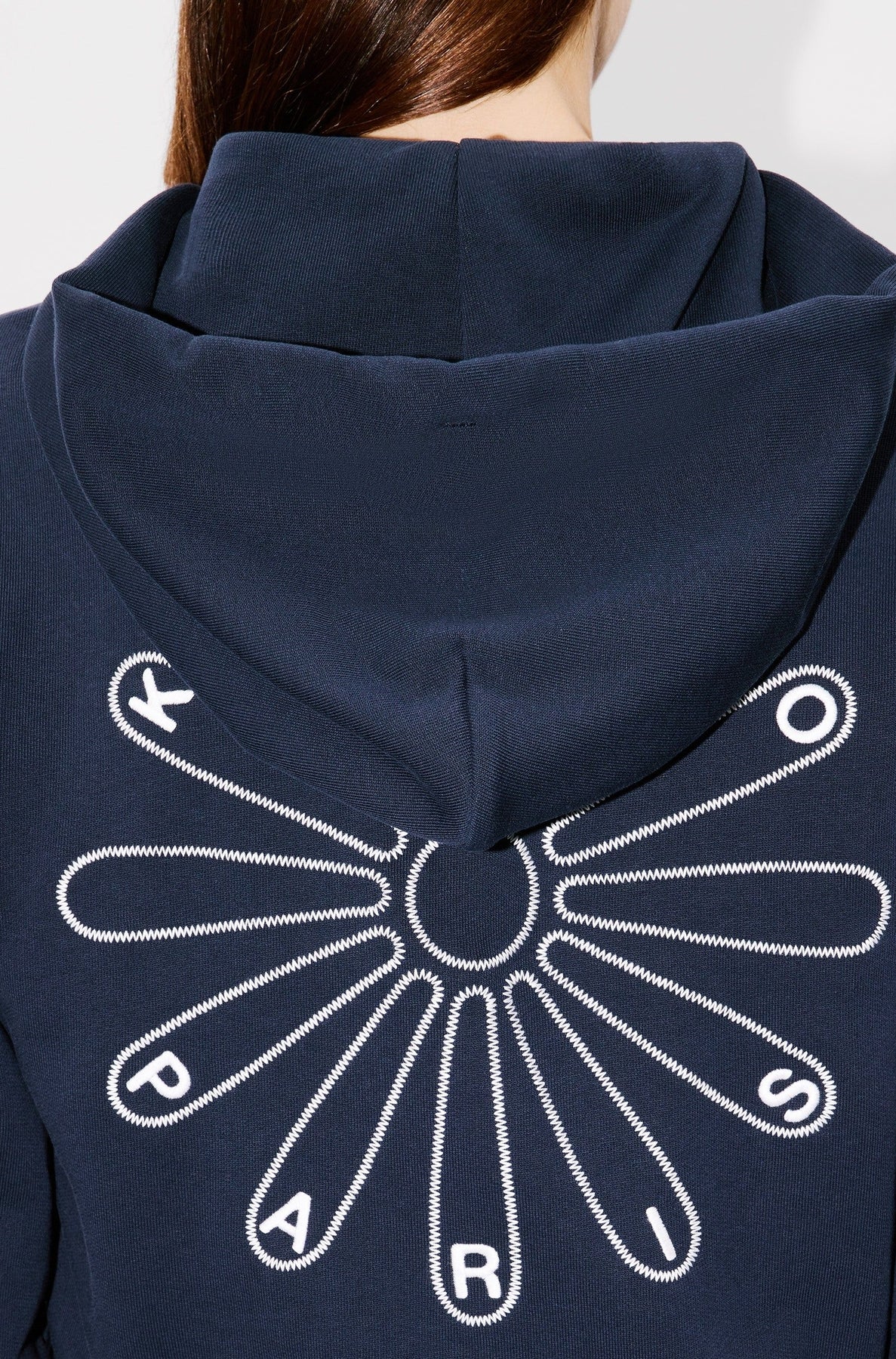 Kenzo Marguerite embroidered short hooded sweatshirt - Blue Black