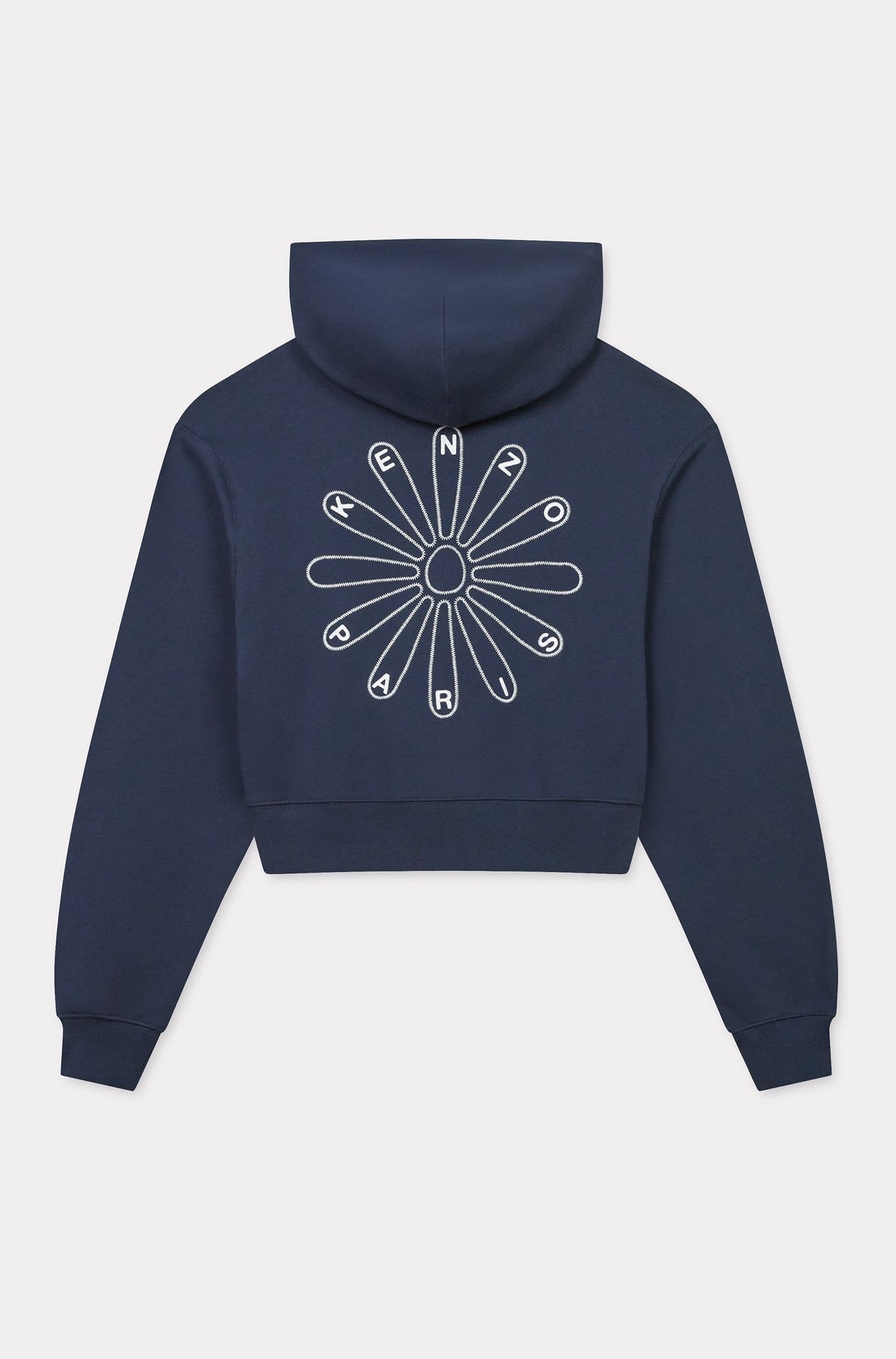 Kenzo Marguerite embroidered short hooded sweatshirt - Blue Black