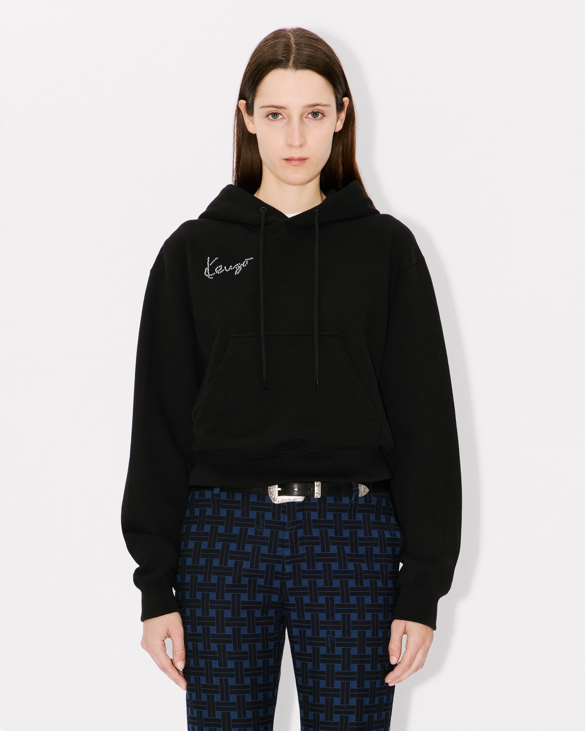 Star Tiger Emb Cropped Hoodie