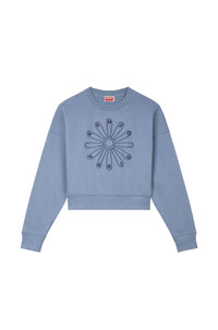 Kenzo Marguerite cotton embroidered short sweatshirt - Blue