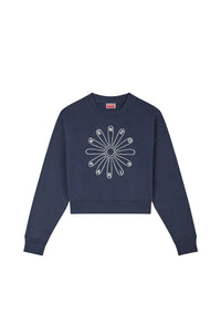 Kenzo Marguerite embroidered short sweatshirt - Blue Black