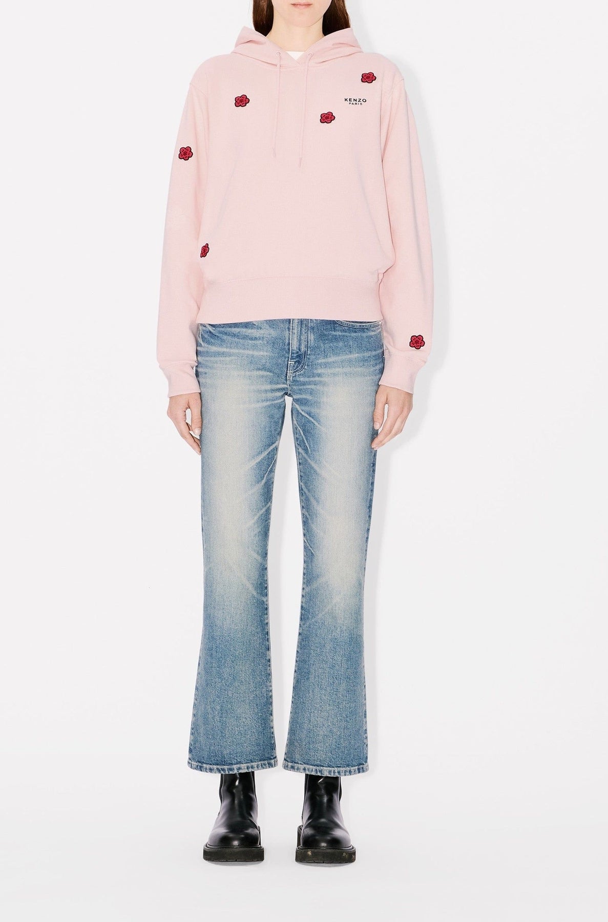 Boke Flower embroidered hoodie - Faded Pink