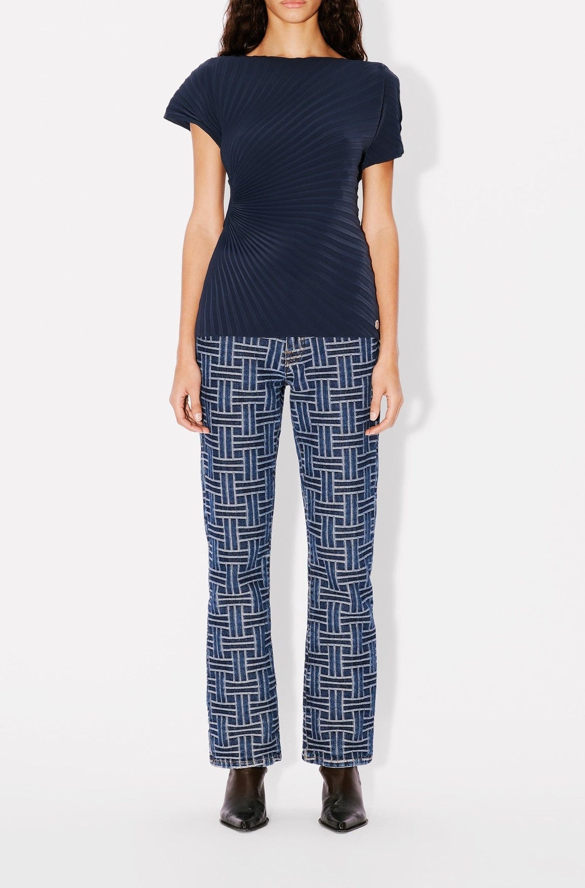 Pleated sun top - Blue Black