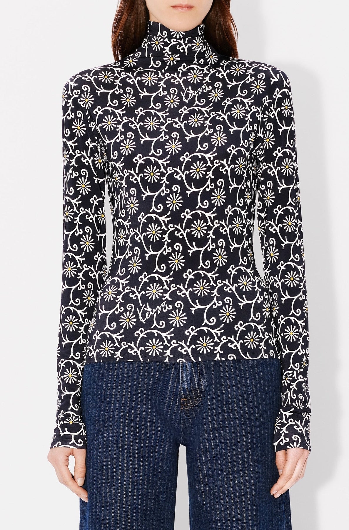Kenzo Marguerite turtleneck jumper - Blue Black