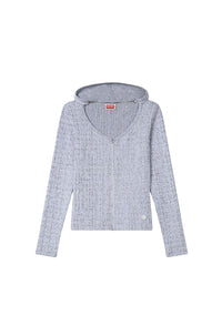 Ribbed zip-up hoodie - White