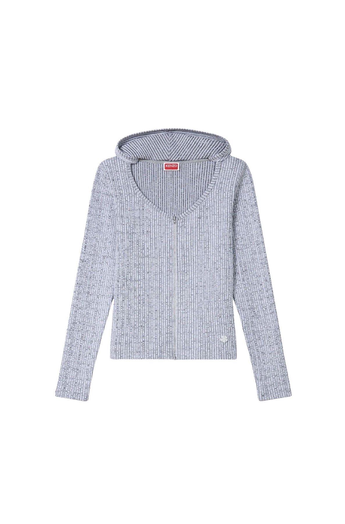 Ribbed zip-up hoodie - White
