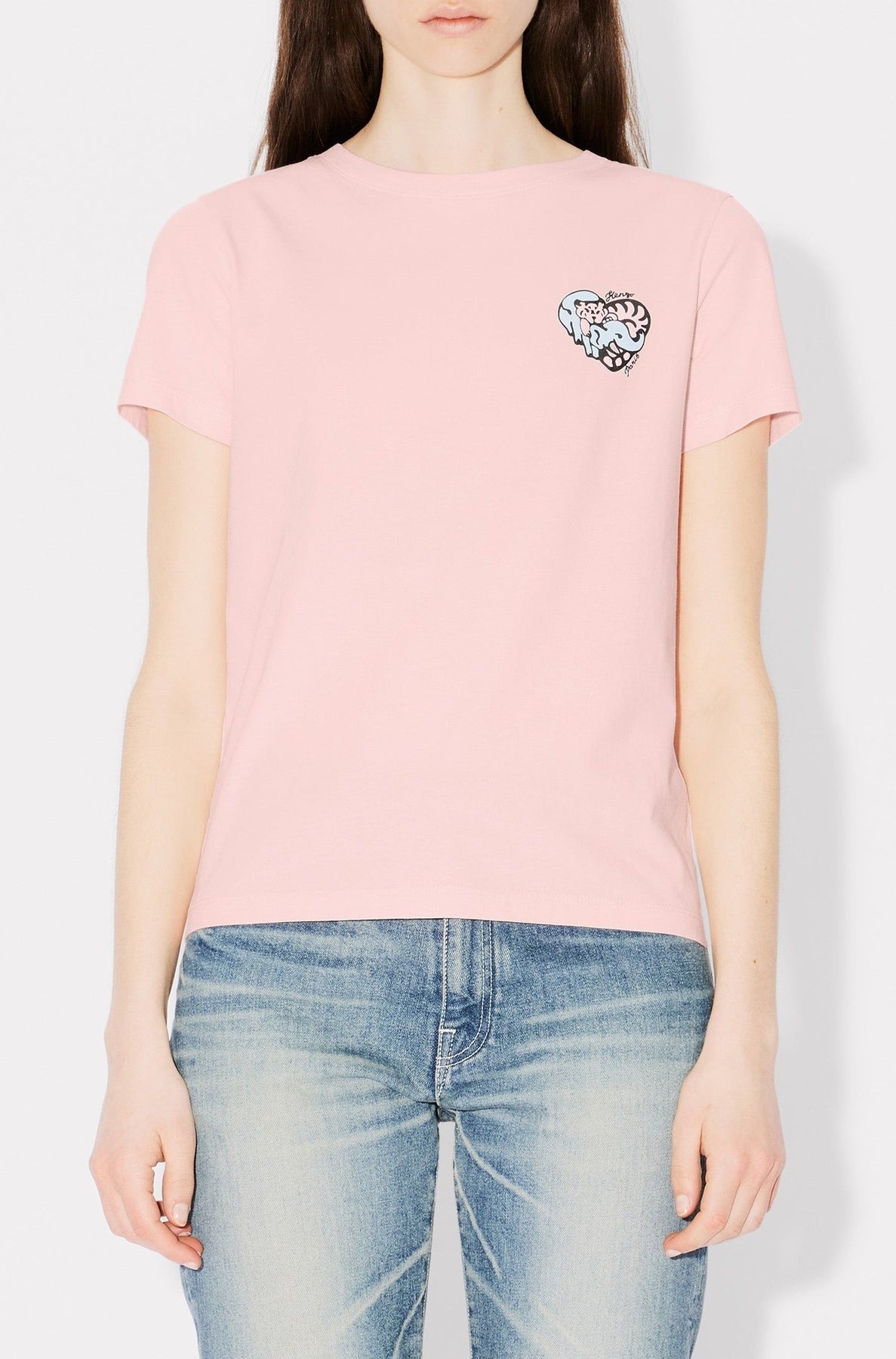 Embroidered T-shirt Kenzo Jungle Heart - Faded Pink
