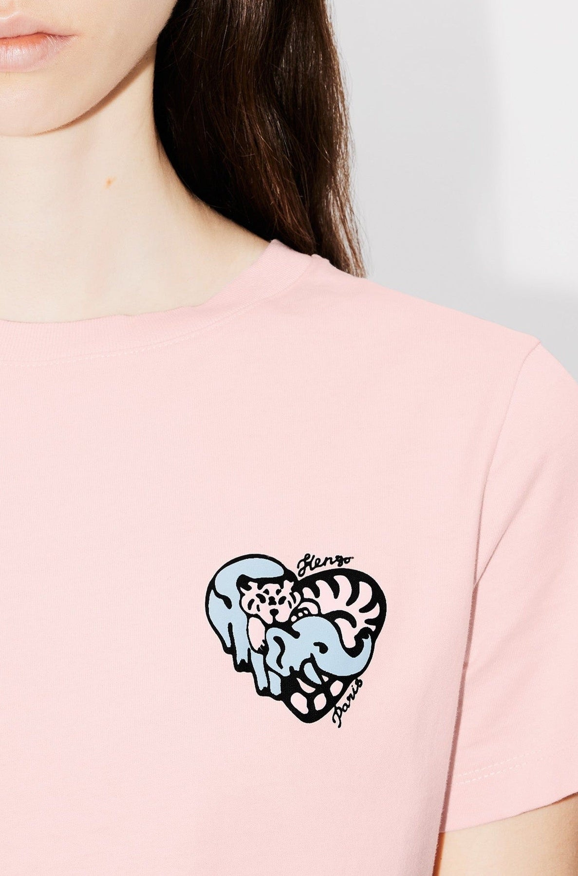 Embroidered T-shirt Kenzo Jungle Heart - Faded Pink