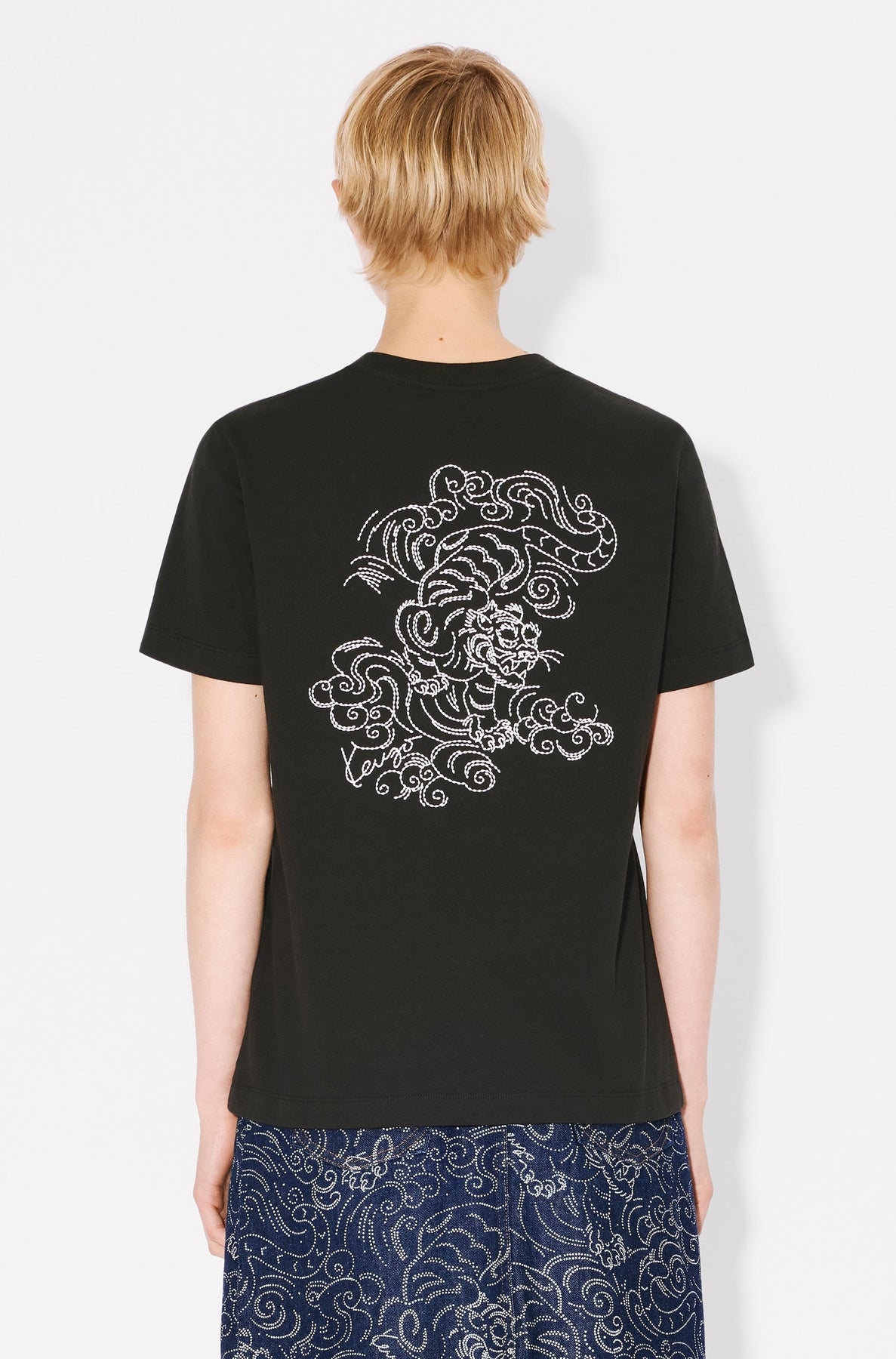 T-shirt loose brodé Kenzo Star Tiger - Black