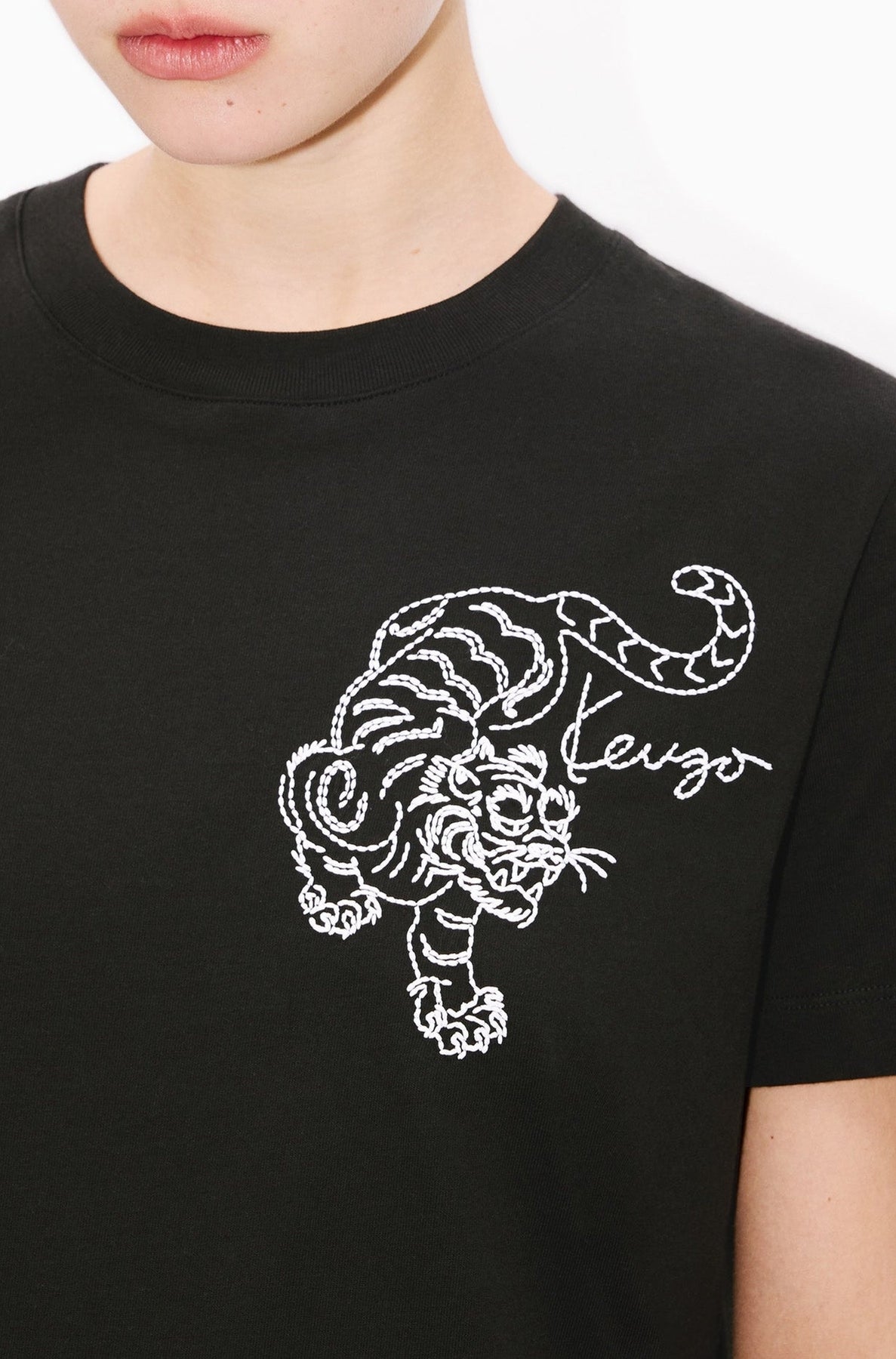 T-shirt loose brodé Kenzo Star Tiger - Black