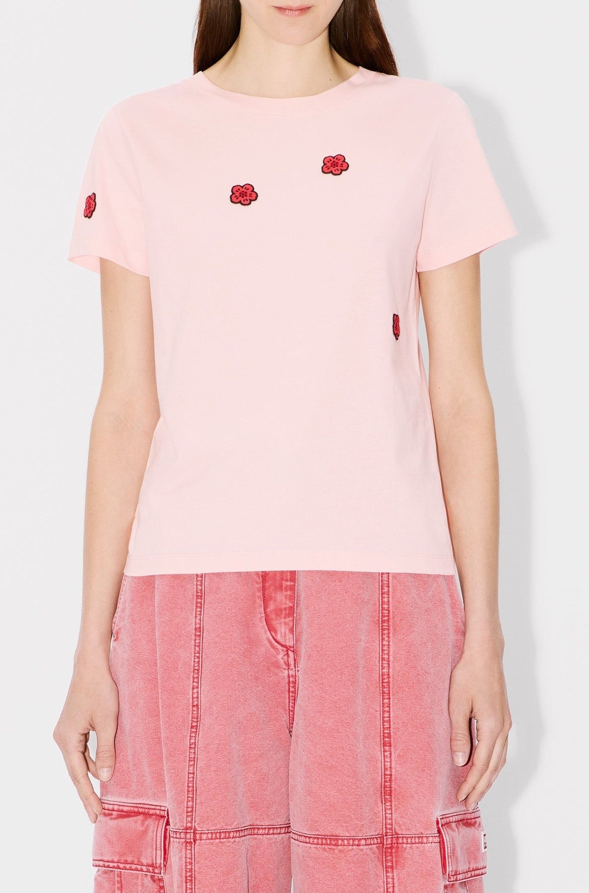 Boke Flower embroidered T-shirt - Faded Pink