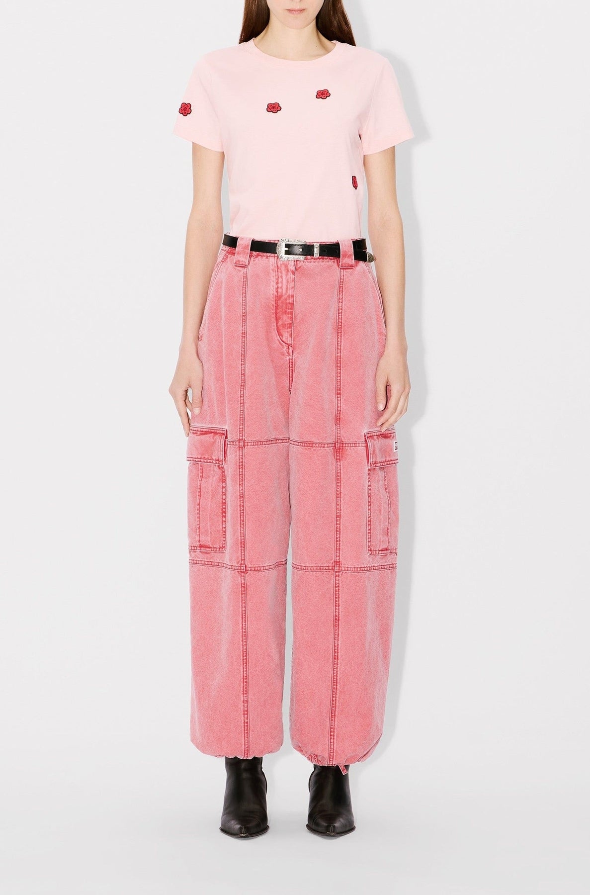 Boke Flower embroidered T-shirt - Faded Pink