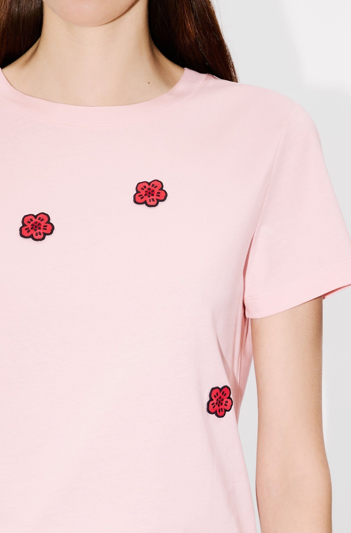 Boke Flower embroidered T-shirt - Faded Pink