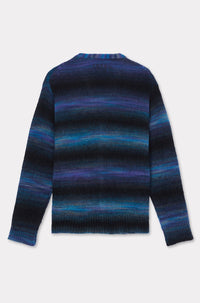 Cardigan brodé à rayures en laine - Blue Black