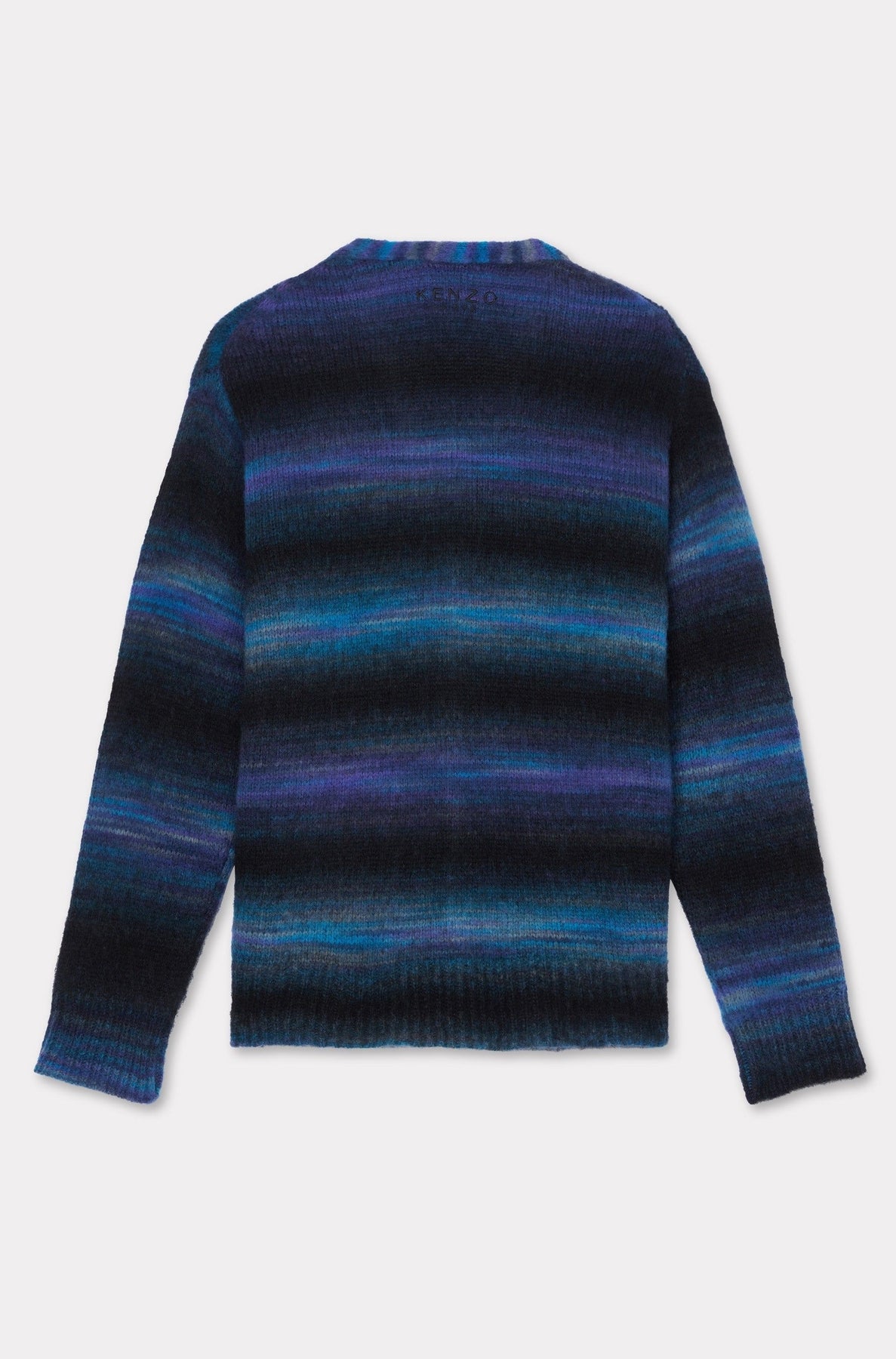 Cardigan brodé à rayures en laine - Blue Black