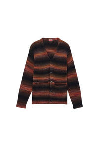 Cardigan brodé à rayures en laine - Black