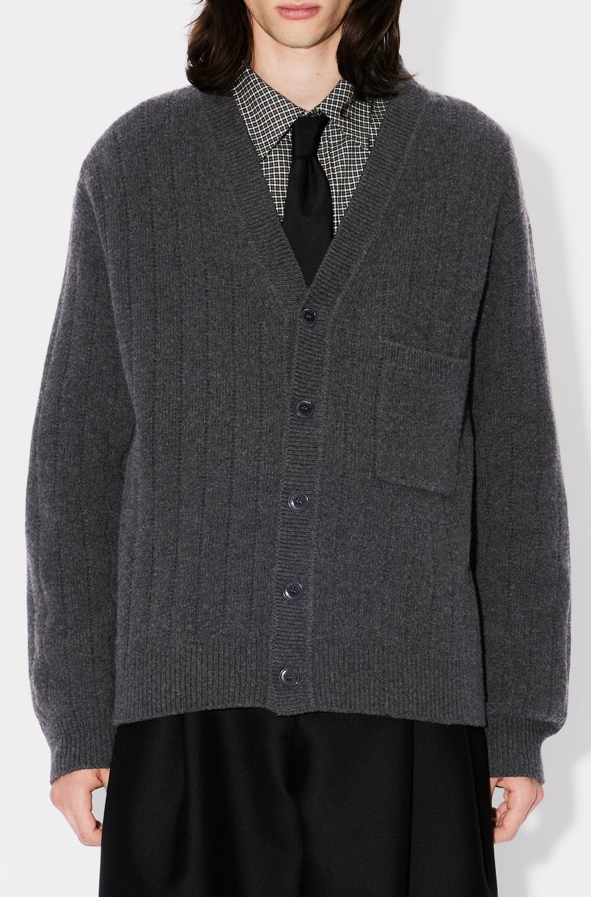 Cardigan brodé en cashwool en laine - Stone Grey