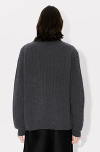 Cardigan brodé en cashwool en laine - Stone Grey
