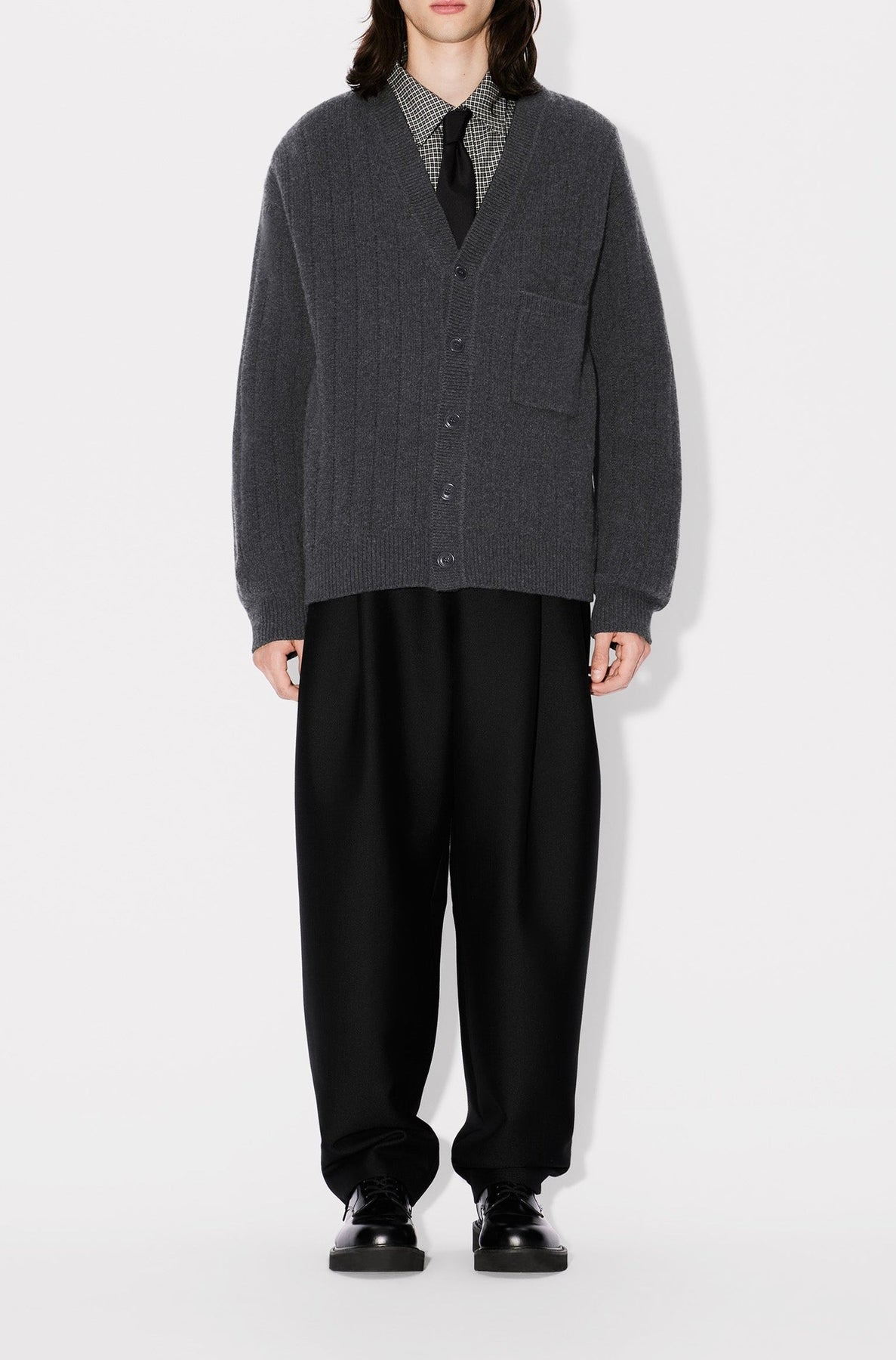 Cardigan brodé en cashwool en laine - Stone Grey