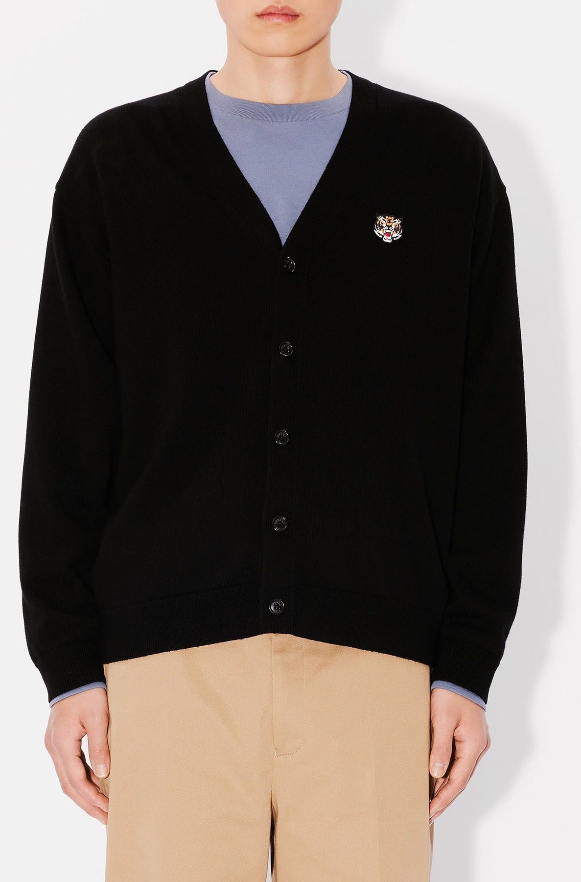 Cardigan brodé Lucky Tiger en laine - Black