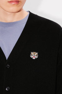 Cardigan brodé Lucky Tiger en laine - Black