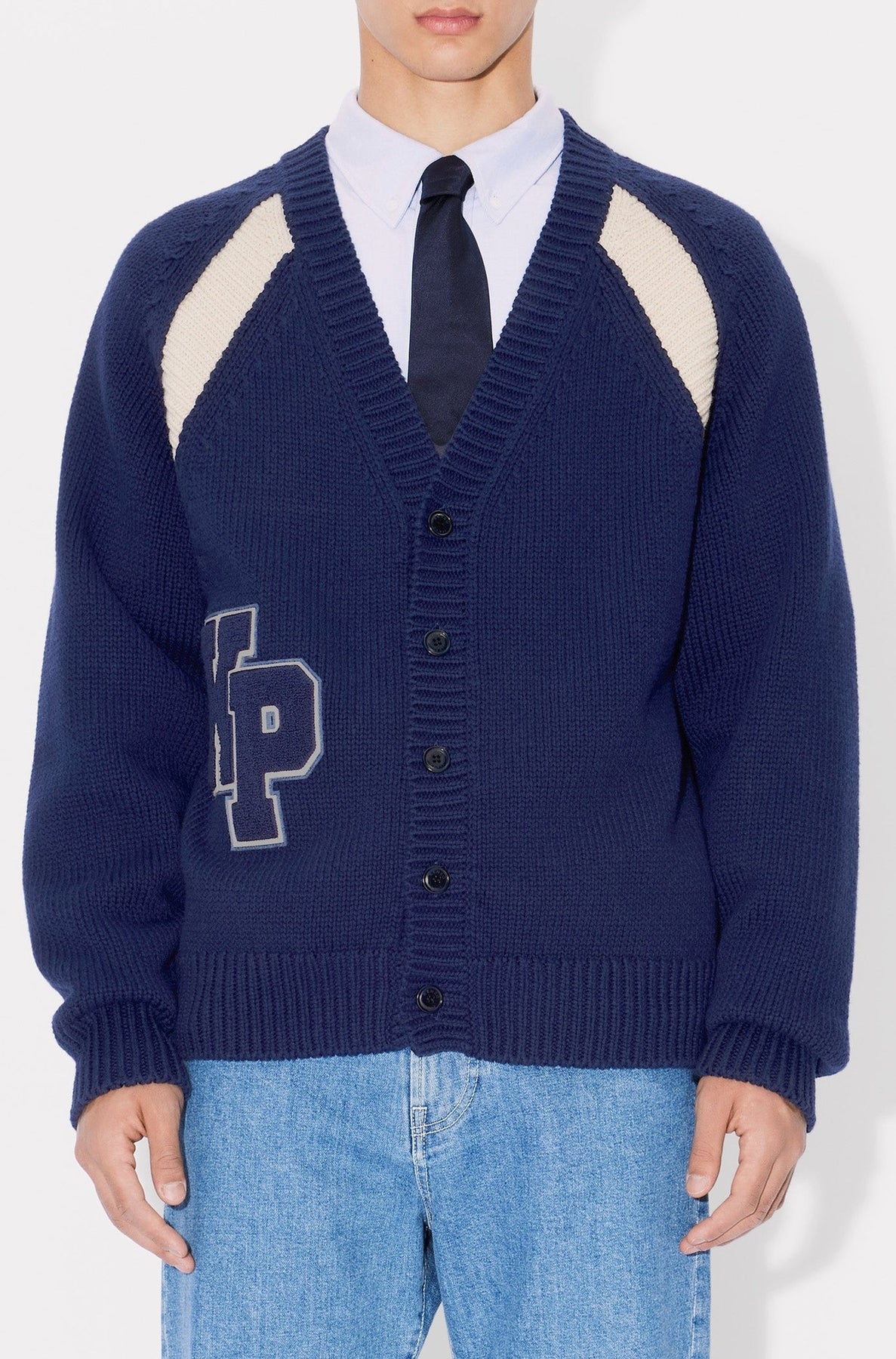 Kenzo Paris Varsity Wool Cardigan - Midnight Blue
