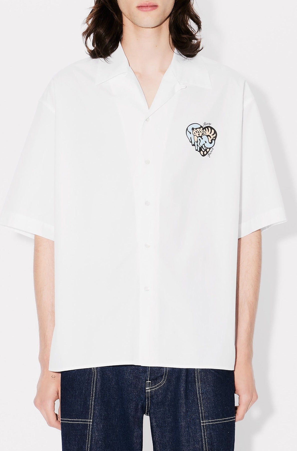 Chemise hawaïenne Kenzo Jungle Heart - White